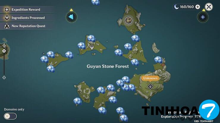 Vị trí chứa ốc sao ở rừng đá Guyun
